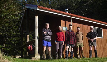 Philip, Nora, Brian, Peter, and Simon outside Huxley Forks Hut
Photo: Philip
2024-09-30 09.12.19; '2024 Sept 30 09:12'
Original size: 3,631 x 2,116; 2,193 kB; cr
2024-09-30 09.12.19 P1070578 Philip - Philip, Nora, Brian, Peter, and Simon outside Huxley Forks Hut_cr.jpg Philip, Nora, Brian, Peter, and Simon outside Huxley Forks Hut
Photo: Philip
2024-09-30 09.12.19; '2024 Sept 30 09:12'
Original size: 3,631 x 2,116; 2,193 kB; cr
2024-09-30 09.12.19 P1070578 Philip - Philip, Nora, Brian, Peter, and Simon outside Huxley Forks Hut_cr.jpg