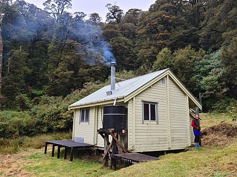 Philip outside Māori Saddle hut
Photo: Simon
2023-04-18 15.14.48; '2023 Apr 18 15:14'
Original size: 8,653 x 6,490; 17,218 kB; str