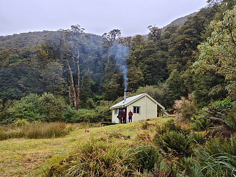 Brian and Philip outside Māori Saddle hut
Photo: Simon
2023-04-18 15.15.48; '2023 Apr 18 15:15'
Original size: 9,248 x 6,936; 19,018 kB