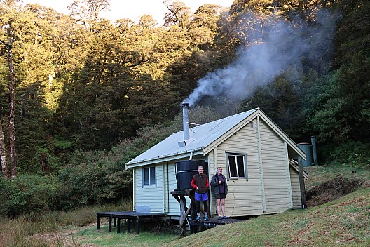 Philip and Simon outside Māori Saddle hut
Photo: Brian
2023-04-18 17.12.23; '2023 Apr 18 17:12'
Original size: 5,472 x 3,648; 11,151 kB