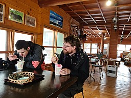 Prince Hotel East Wing to Hotel Alpenburg; visit to the Jigokudani Snow Monkeys
Adrian and Kevin at lunch at Jigokudani
Photo: Simon
2024-03-06 13.44.10; '2024 Mar 06 13:44'
Original size: 9,248 x 6,936; 7,718 kB