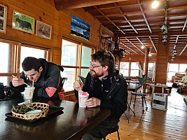 Prince Hotel East Wing to Hotel Alpenburg; visit to the Jigokudani Snow Monkeys
Adrian and Kevin at lunch at Jigokudani
Photo: Simon
2024-03-06 13.44.10; '2024 Mar 06 13:44'
Original size: 9,248 x 6,936; 7,718 kB
2024-03-06 13.44.10 S20+ Simon - Adrian and Kevin at lunch at Jigokudani.jpeg