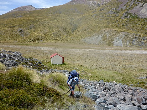 2016-01-06 13.58.28 P1000347 Simon - Philip and Brian leaving Snowy Gorge Hut.jpeg: 4608x3456, 5744k (2016 Jan 06 13:58)