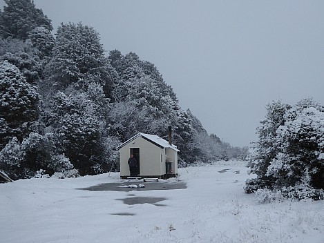 Simon outside Mistake Flats Hut snowing
Photo: Brian
2020-09-01 10.02.22; '2020 Sept 01 10:02'
Original size: 4,000 x 3,000; 4,538 kB
2020-09-01 10.02.22 P1020290 Brian - Simon outside Mistake Flats Hut snowing.jpeg