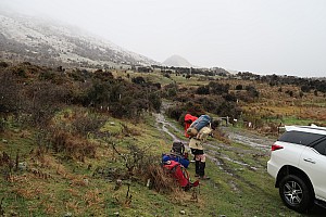 Fly Wellington to Ōtautahi, drive to Loch Katrine, tramp Hurunui River to Hurunui Hut