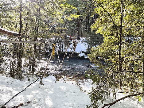2022-08-01 10.16.44 S20 Simon - Alan on three wire bridge across Cameron Creek.jpeg: 4032x3024, 6625k (2022 Dec 11 14:59)