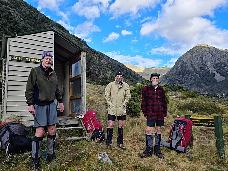 Bruce, Alan, and Brian ready to leave Lost Stream Bivvy
Photographer;&nbsp;Simon
2024-01-29&nbsp;08.20.47;&nbsp;Metadata time: '2024 Jan 29 08:20'
Original size:&nbsp;9,248 x 6,936; 19,051 kB
Filename: 2024-01-29 08.20.47 S20+ Simon - Bruce, Alan, and Brian ready to leave Lost Stream Bivvy.jpeg